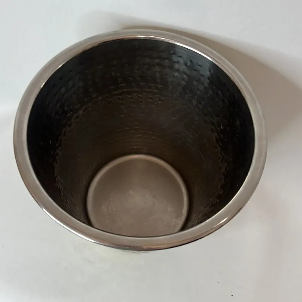 Wine Bucket Mixed Metal Silver Gold Outside 8 In Tall 8 1/2 In Round Bar Wine